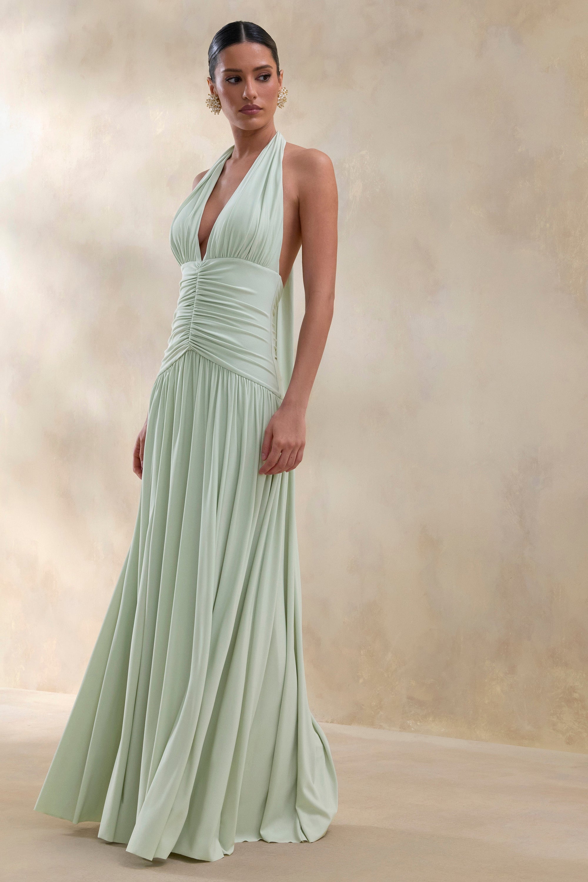 ECM_HR_CL137280032 - Bettina _ Sage Plunge-Neck Maxi Dress With Gathered-Detailing 1.jpg
