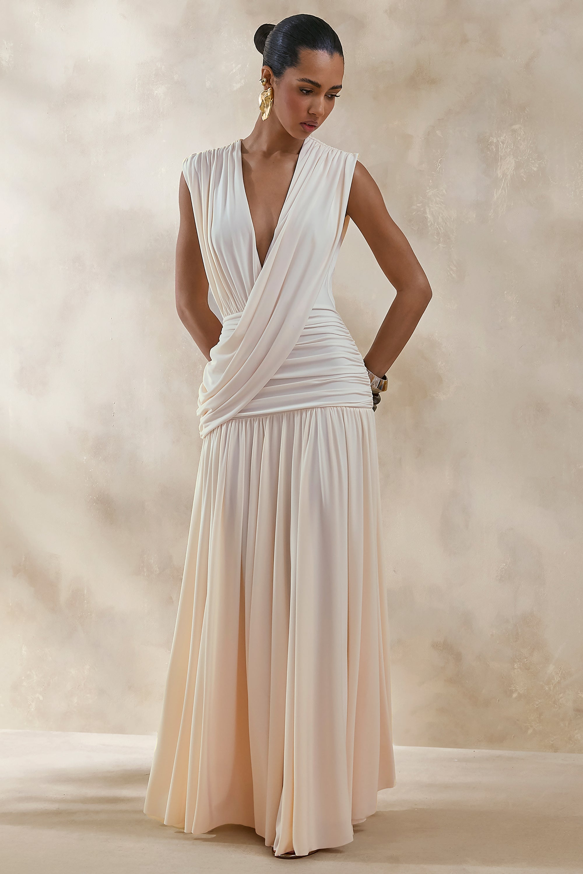 ECM_HR_CL137281111---Glorina-_-Cream-Plunge-Neck-Maxi-Dress-With-Draped-Detailing-1.jpg