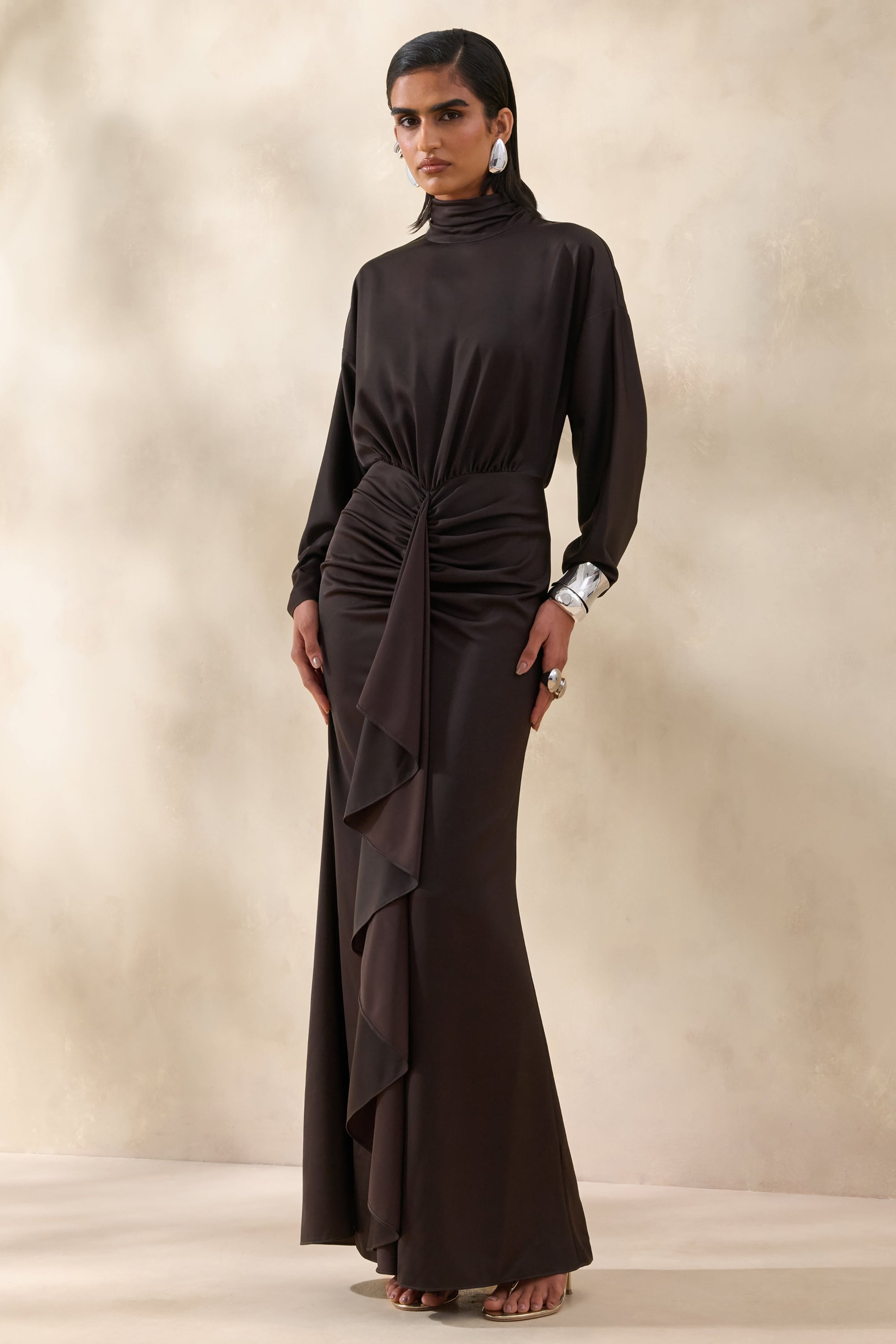ECM_HR_CL137287022----Perla-_-Dark-Brown-High-Neck-Maxi-Dress-With-Gathered-Detailing-0.jpg