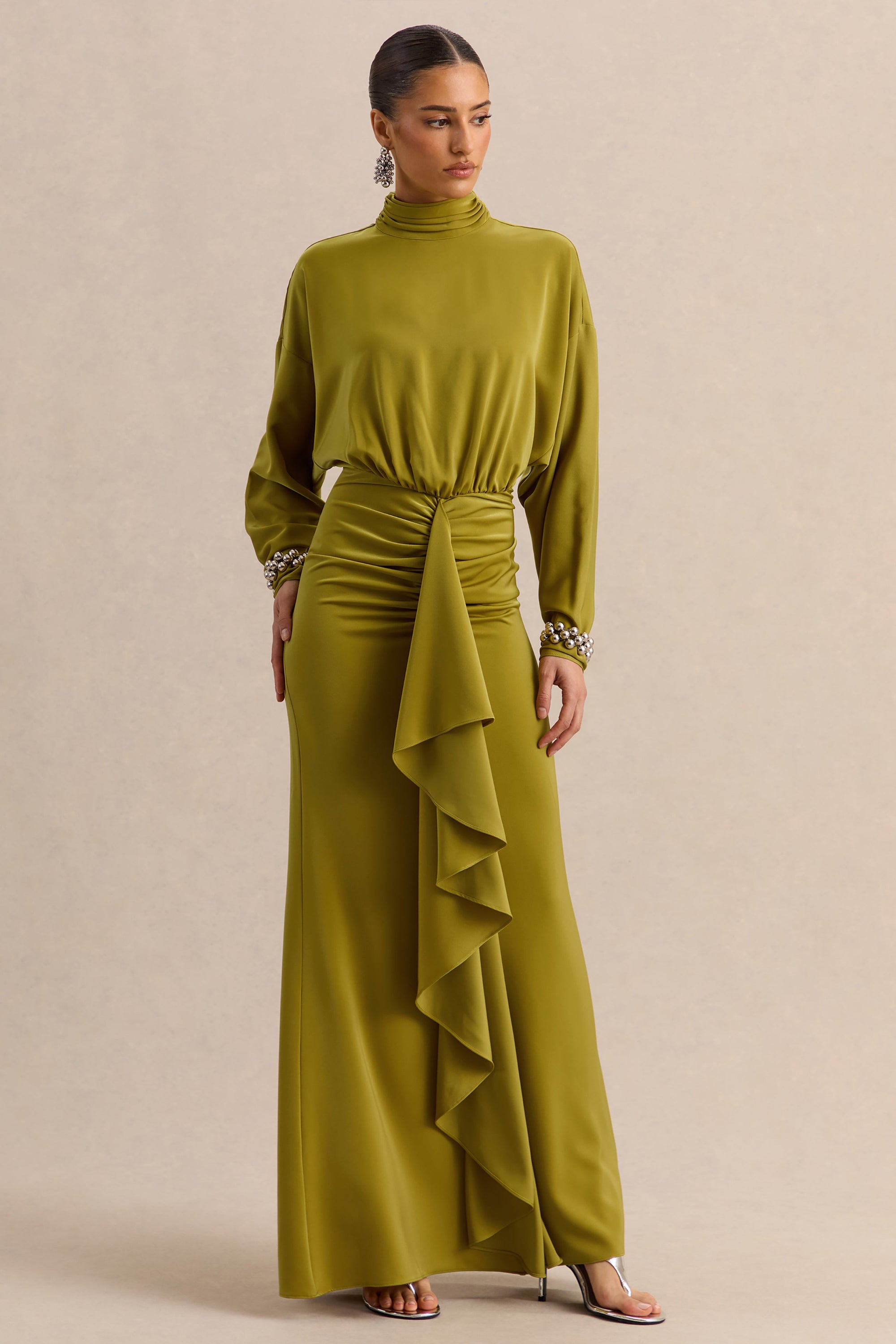 ECM_HR_CL137287031----Perla-Olive-High-Neck-Maxi-Dress-With-Gathered-Detailing-1.jpg