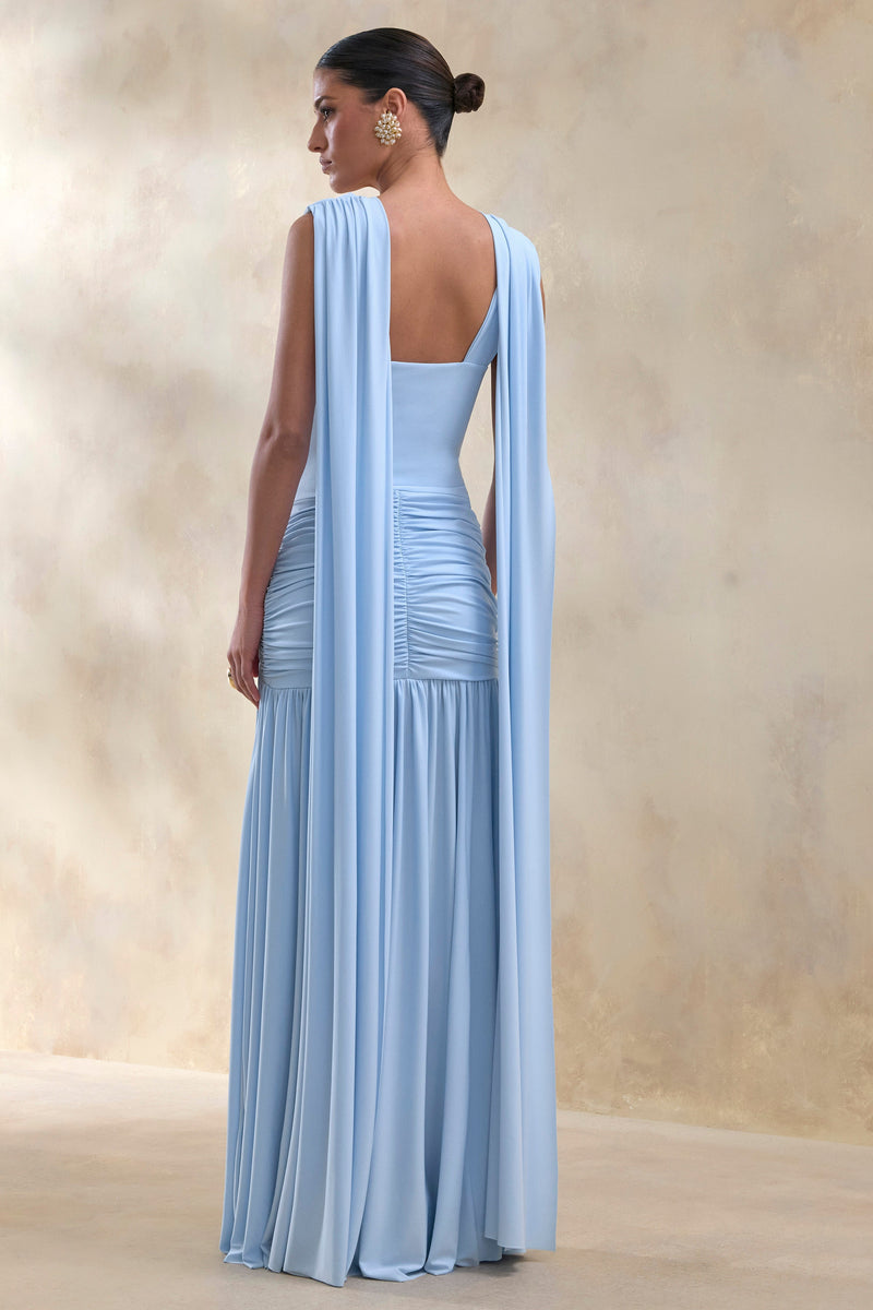 ECM_HR_CL137299016 - Amelisse | Powder Blue Plunge-Neck Maxi Dress With Ruched-Detailing 3.jpg