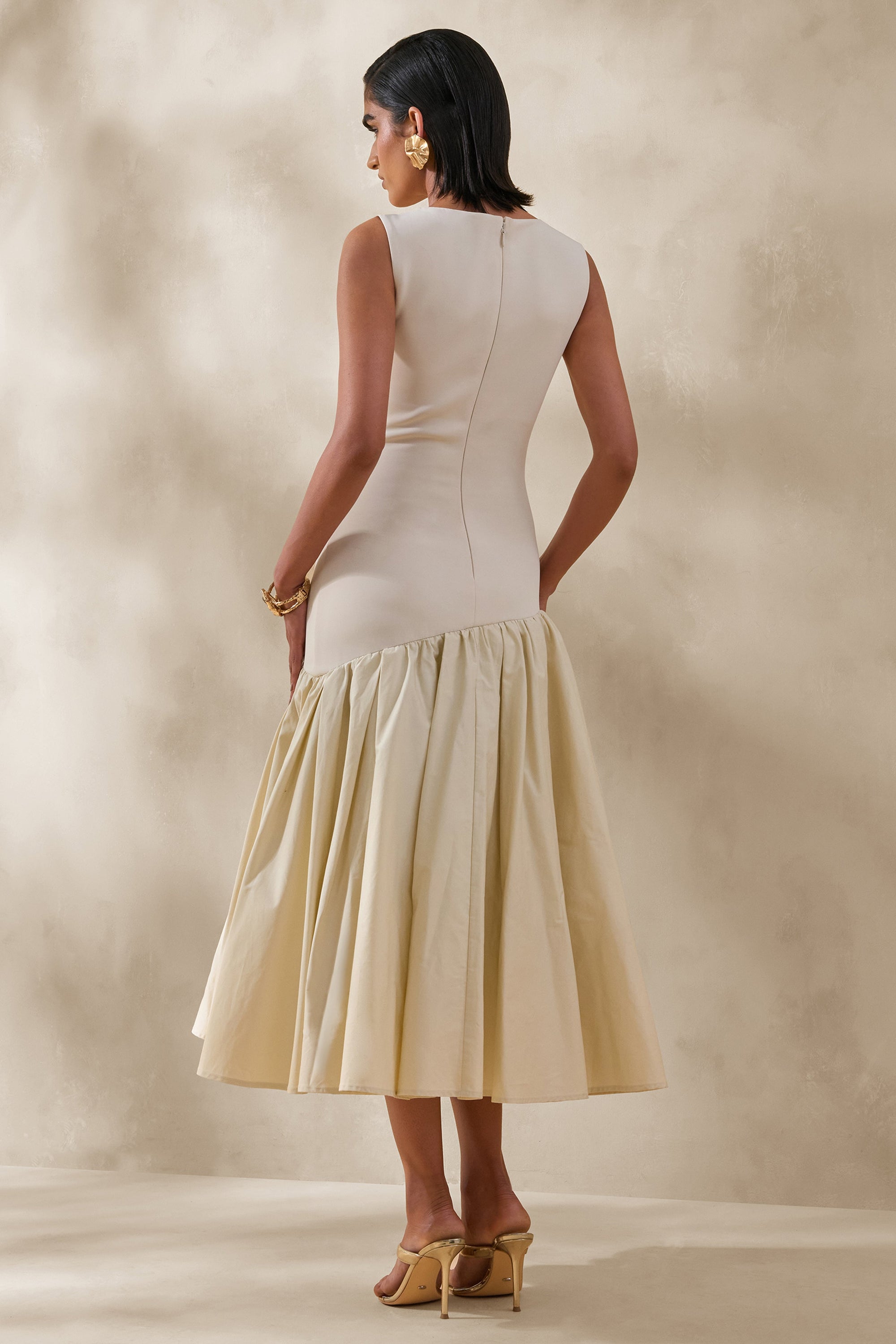 ECM_HR_CL137306111 - Fantasia _ Cream Boat-Neck Midi Dress With Asymmetric Drop-Waist 3.jpg