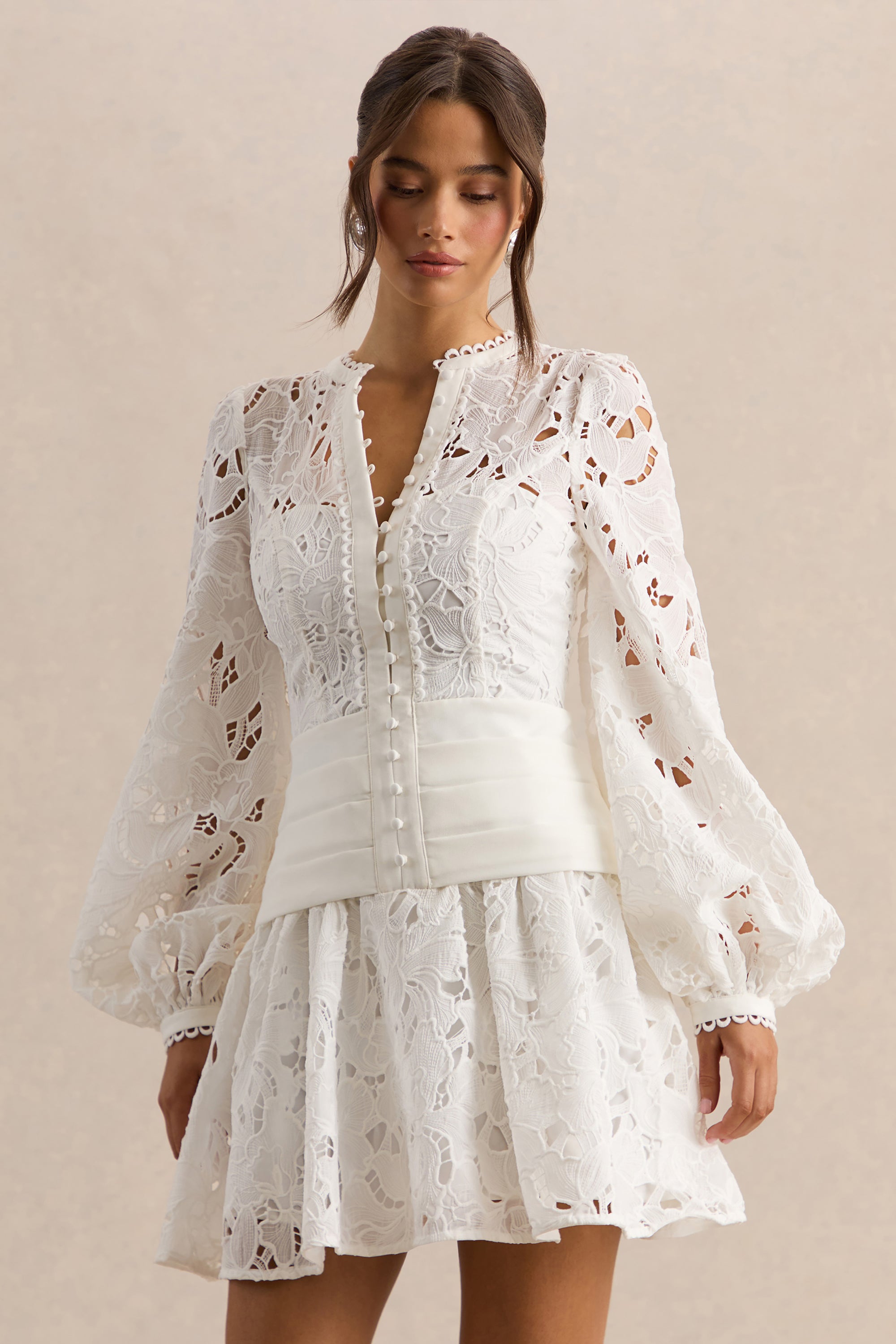 ECM_HR_CL137396110---Helena---White-Crew-Neck-Mini-Dress-With-Puff-Sleeves-and-Pleated-Skirt-6.jpg