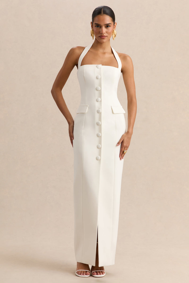 ECMH-HR-CL137421110 - Steph - White Halter-Neck Tailored Maxi Dress 01.jpg