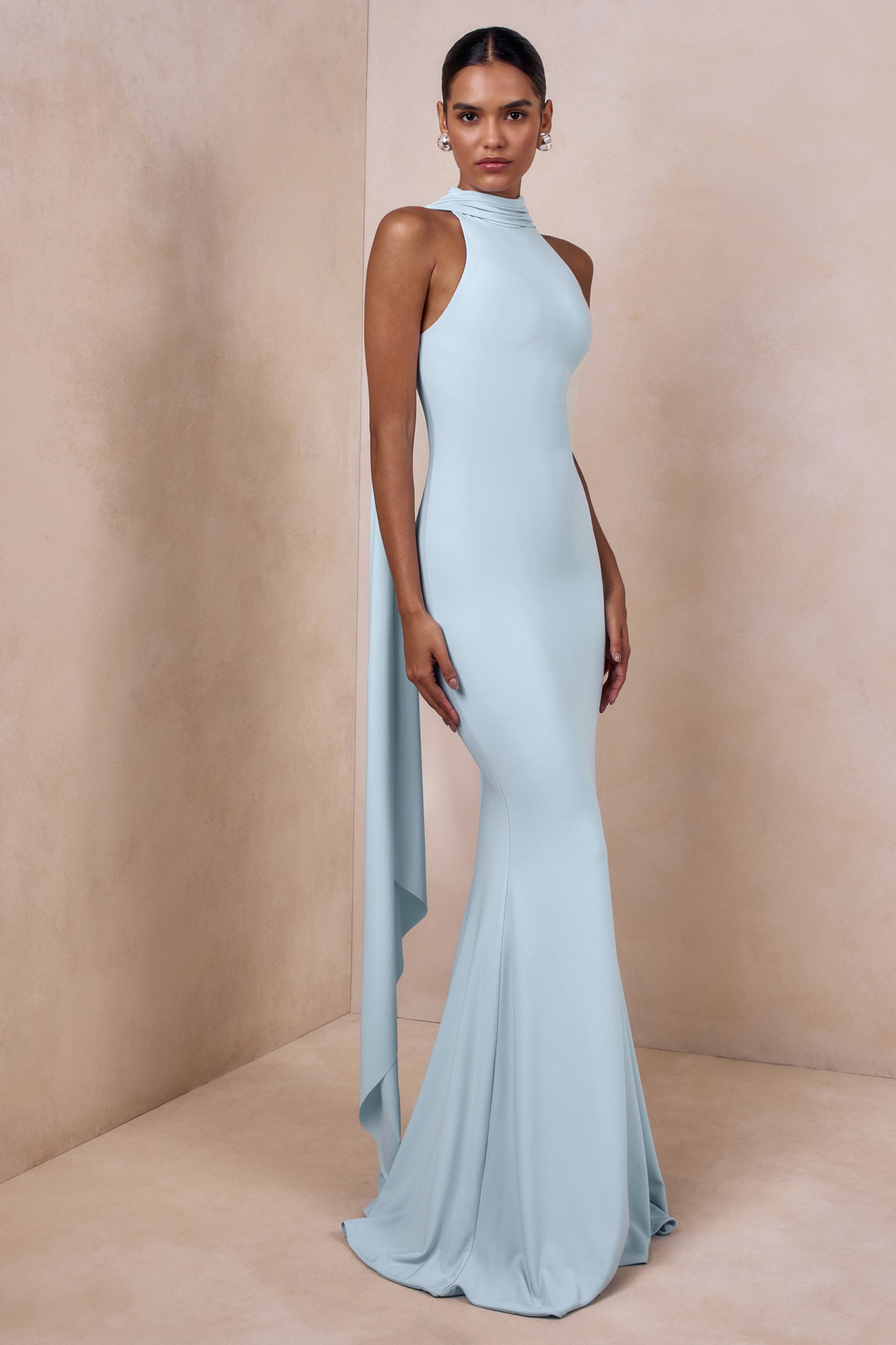 ECM_HR_CL137448016 - Cordy | Powder Blue High-Neck Maxi Dress With Cape 01.jpg