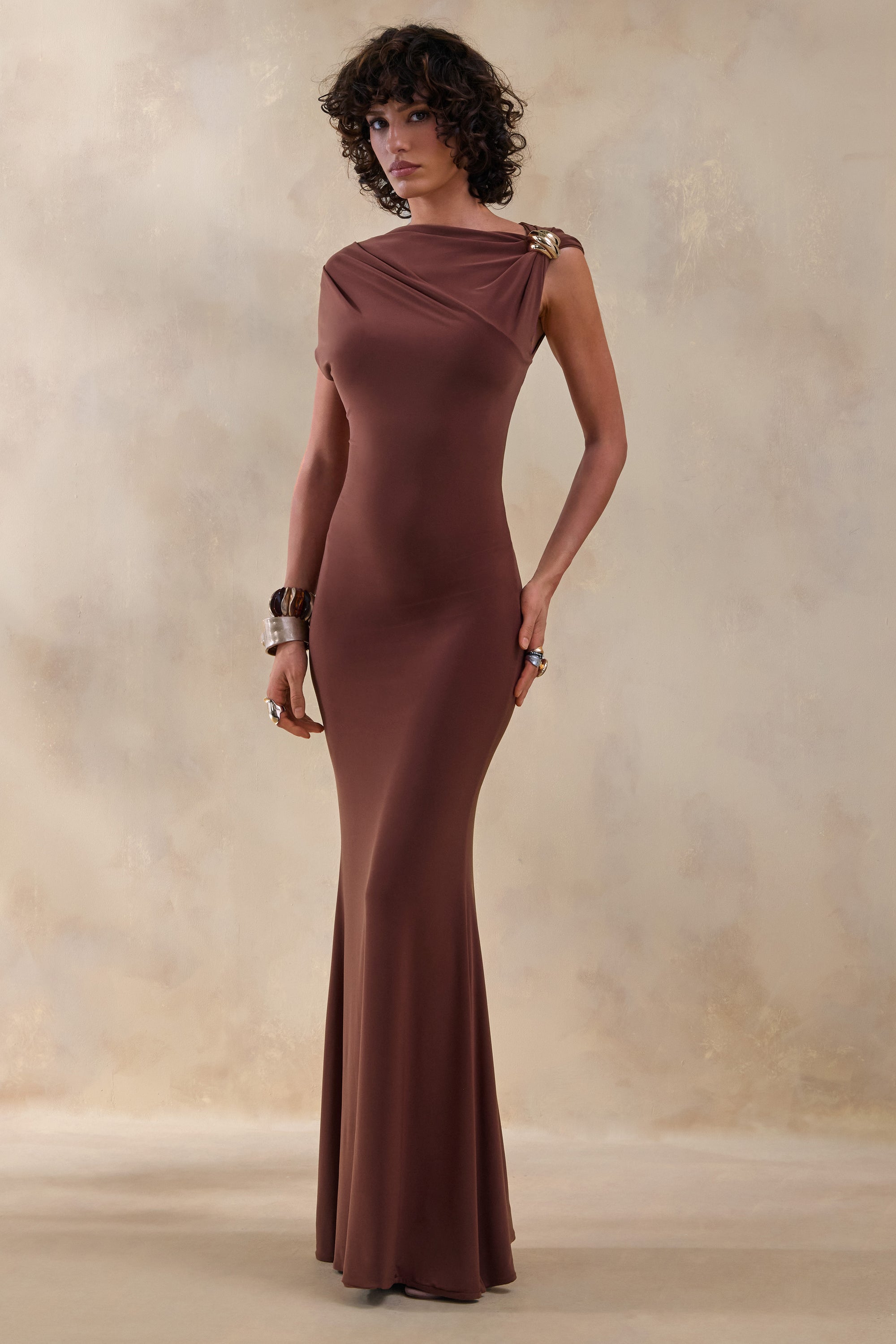 ECM_HR_CL137523021 - Blaire | Brown Asymmetric-Neck Maxi Dress With Gold-Detailing 1.jpg