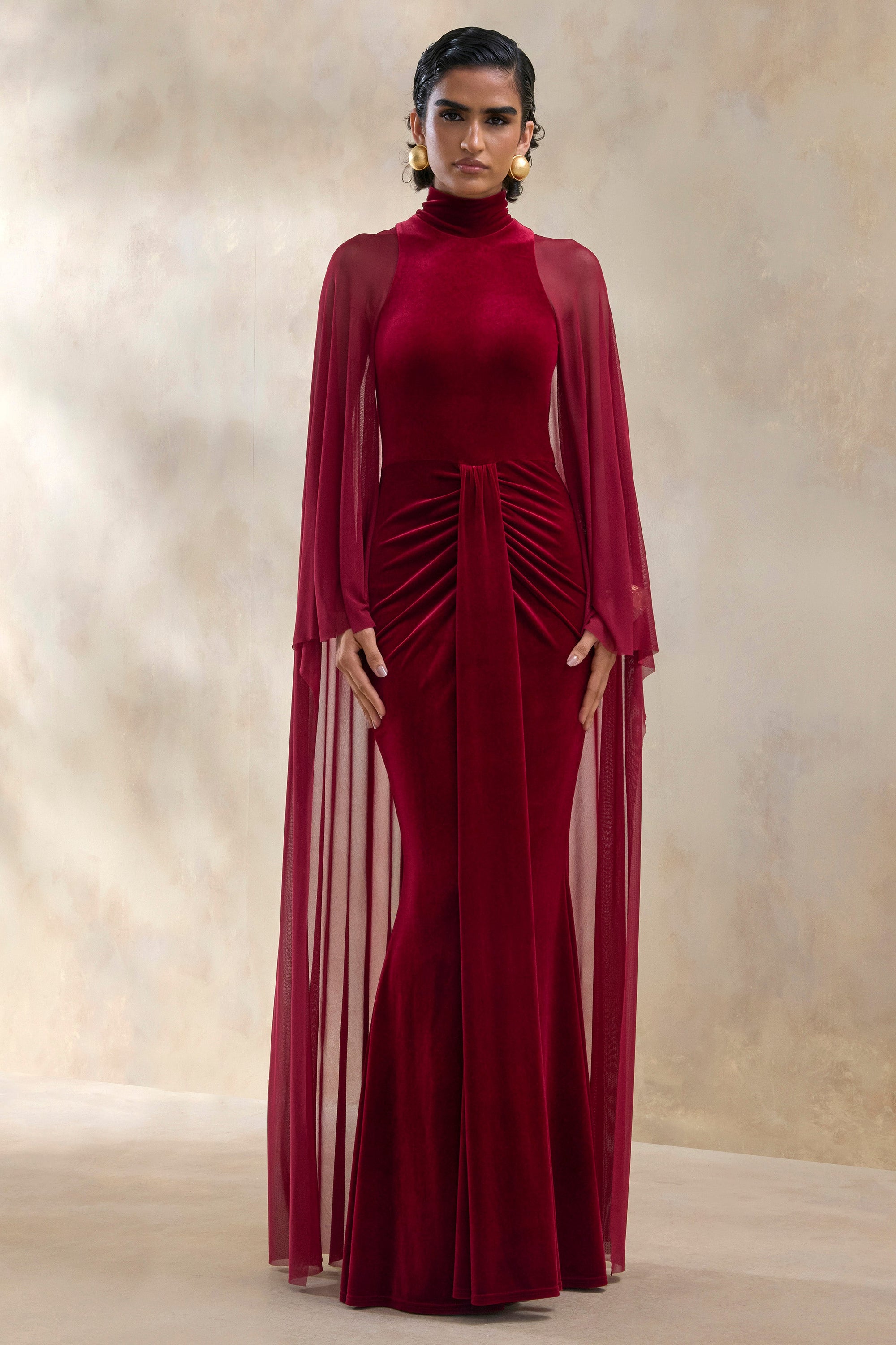 ECM_HR_CL137538102 - Adoring | Burgundy Velvet High-Neck Maxi Dress 0.jpg