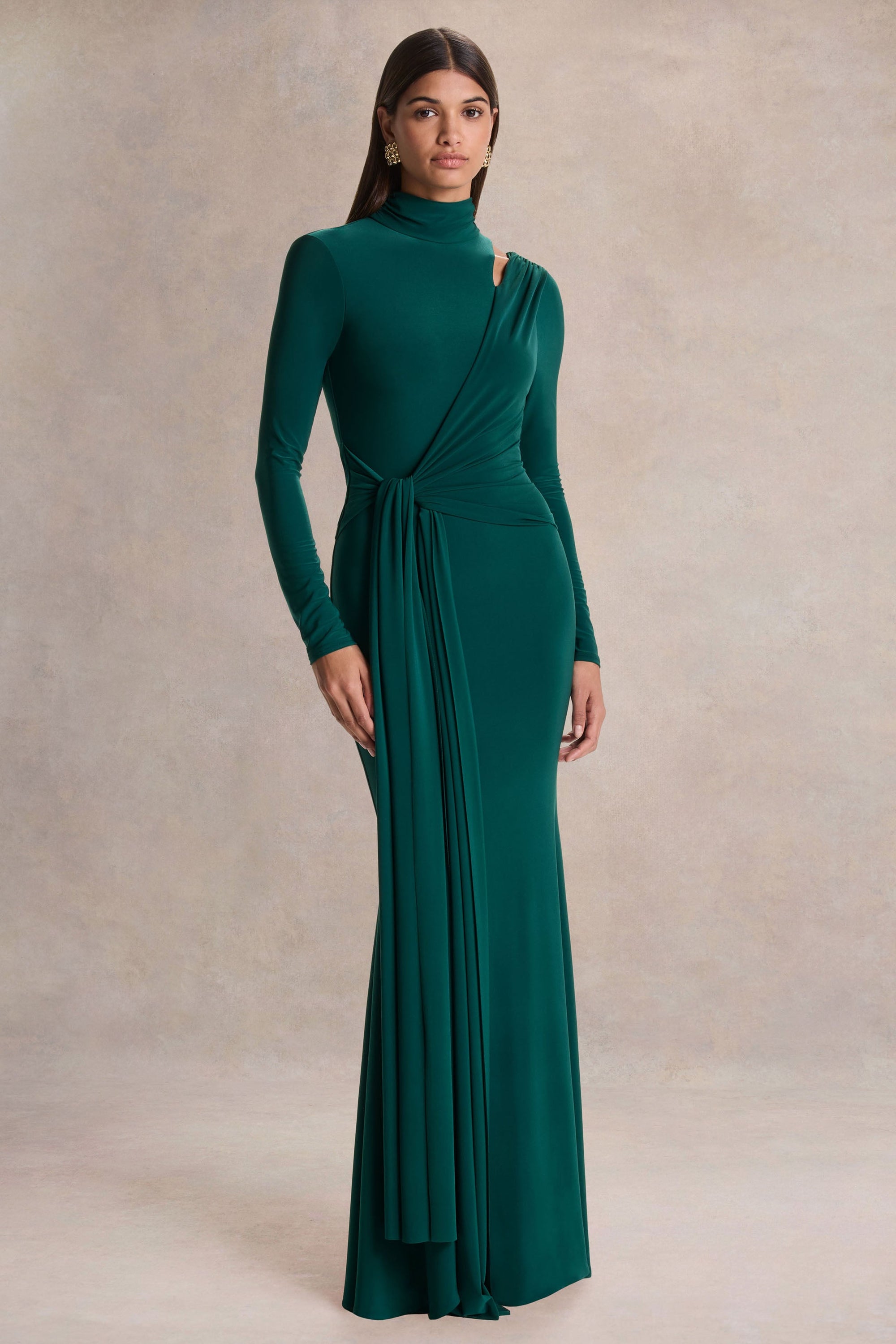 BGR_HRi_CL137556038 - Alastrina _ Dark Green High-Neck Maxi Dress With Gathered-Detailing 03.jpg