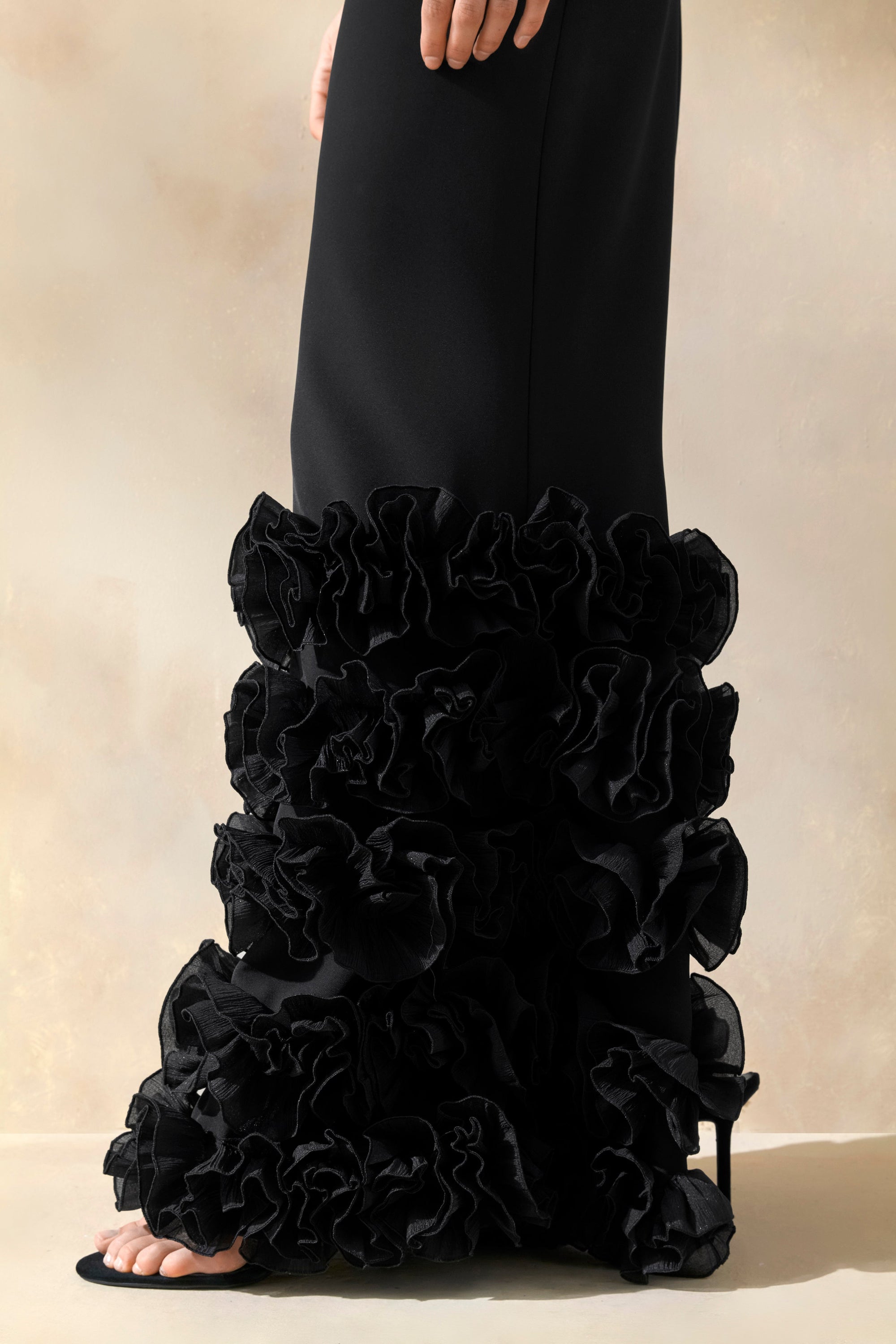 ECM_HR_CL137560001 - Aurose _ Black Square-Neck Maxi Dress With Ruffled-Fishtail 3.jpg
