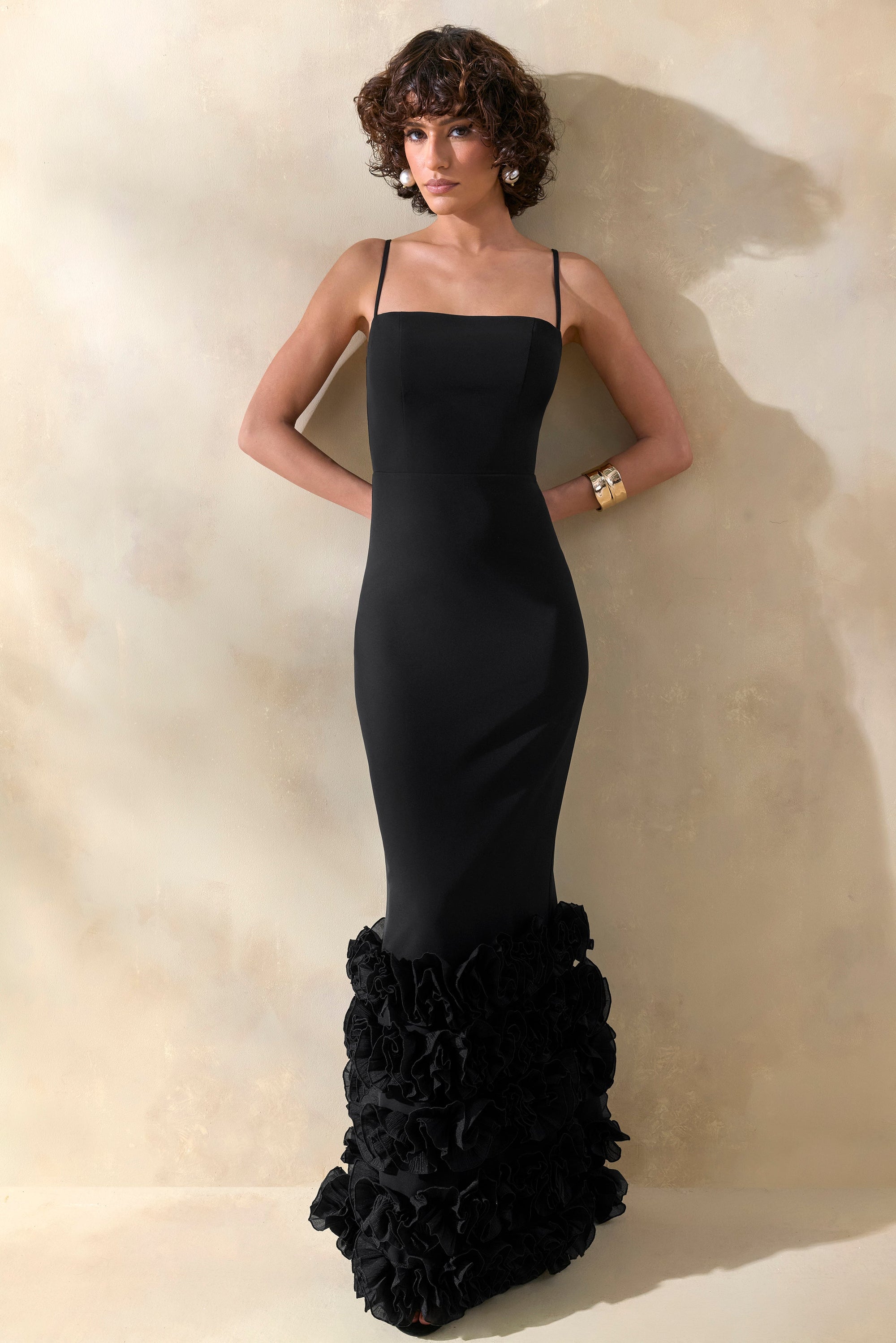 ECM_HR_CL137560001 - Aurose _ Black Square-Neck Maxi Dress With Ruffled-Fishtail 4.jpg