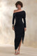 ECM_HR_CL137578001 - Franca _ Black Asymmetric-Neck Midi Dress With Draped And Gathered Detailing 0.jpg