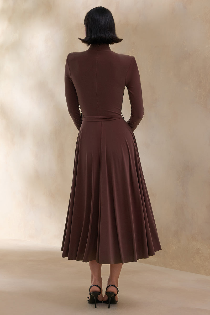 ECM_HR_CL137610022 Opalia | Brown High-Neck Belted Midi Dress 4.jpg