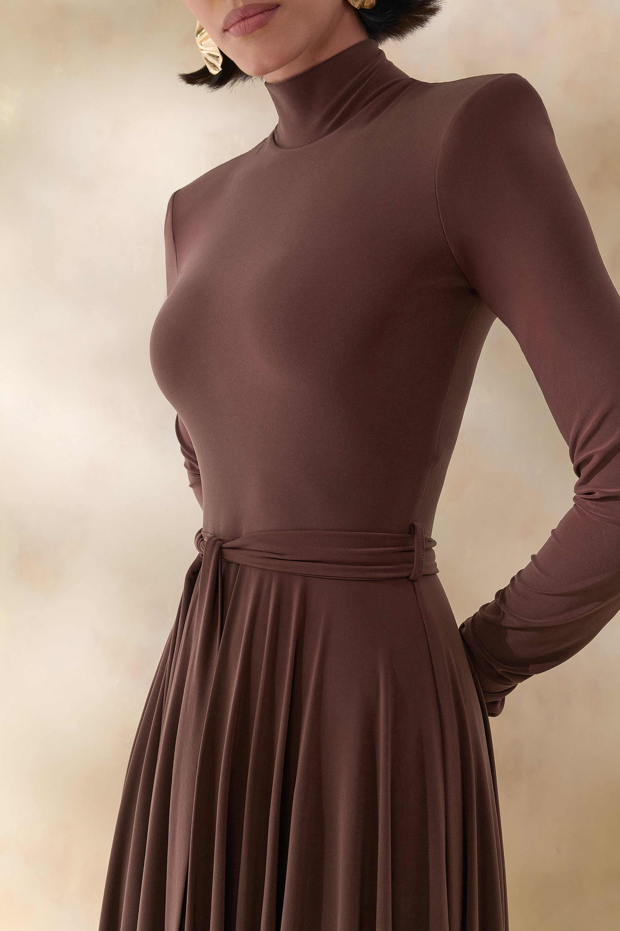 ECM_HR_CL137610022 Opalia | Brown High-Neck Belted Midi Dress 5.jpg