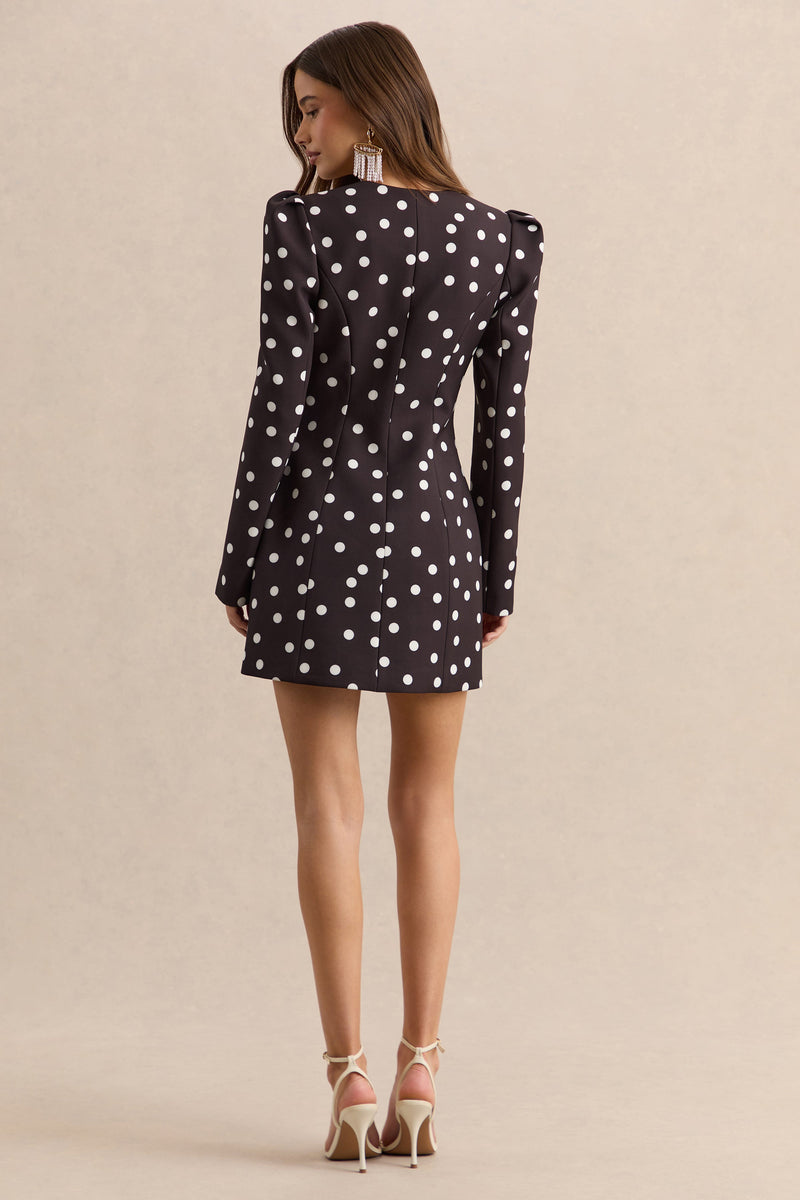 CL13763700106_ECM_HR-CL137637001_-_Carmen_-_Black_White_Polka_Dot_Sweetheart-Neck_Tailored_Mini_Dress_07