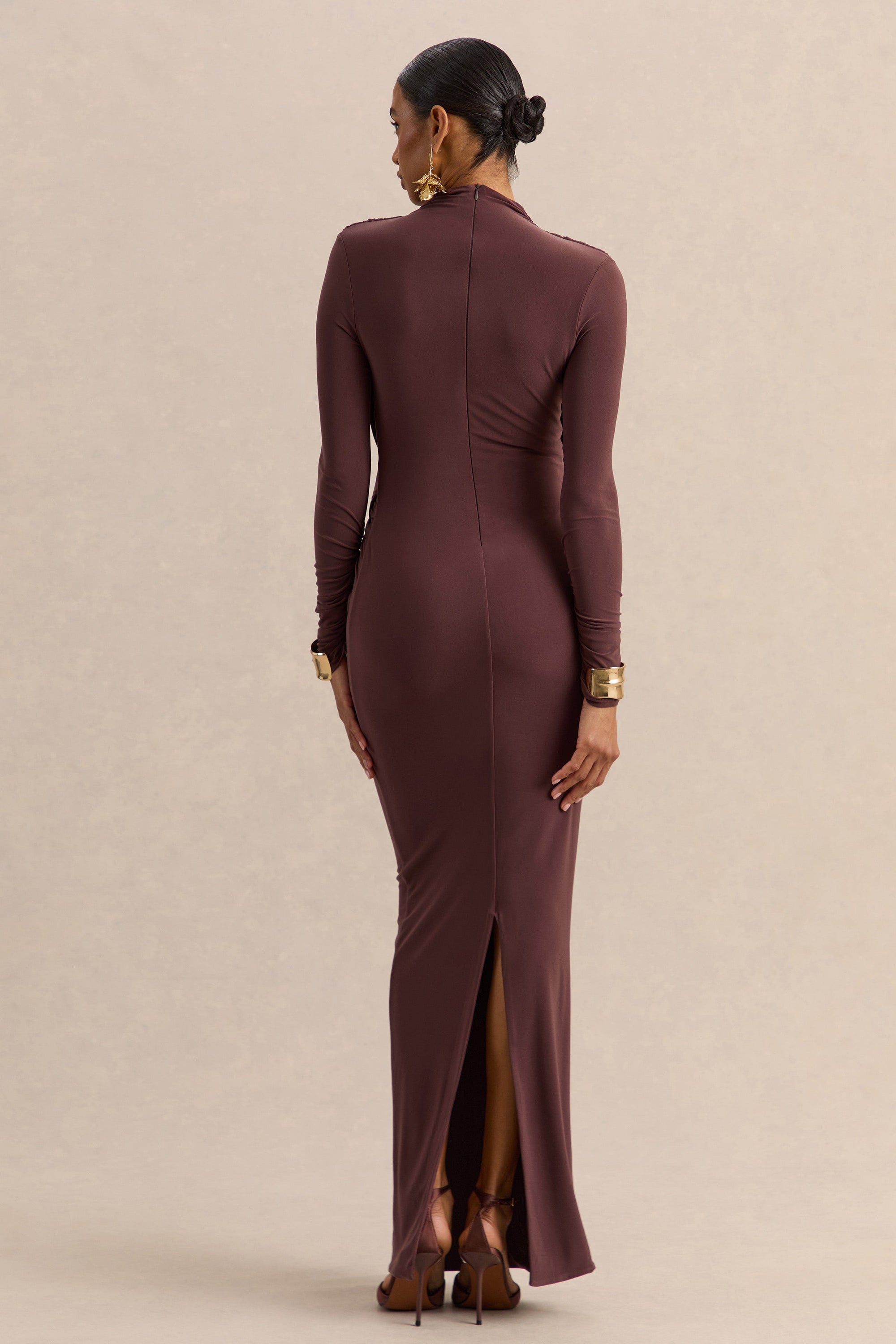 CL13766002206_ECM_HR_CL137660022_-_Karinthia_Brown_High-Neck_Maxi_Dress_With_Draped-Detailing_4_6af1e7de-7dc1-47ca-9c70-2bf9440e1240