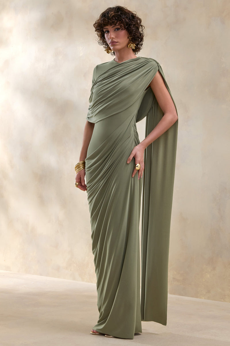 ECM_HR_CL137661031 - Gisara _ Olive High-Neck Maxi Dress With Sash And Draped-Detailing 2.jpg