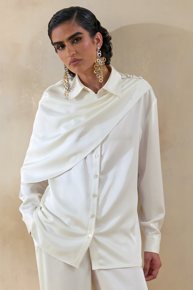 ECM_HR_CL137667111 -  Serenza | Cream Satin Collared-Shirt With Cape-Detail + CL138021111 -  Ilena | Cream Satin Wide-Leg Trouser 5.jpg