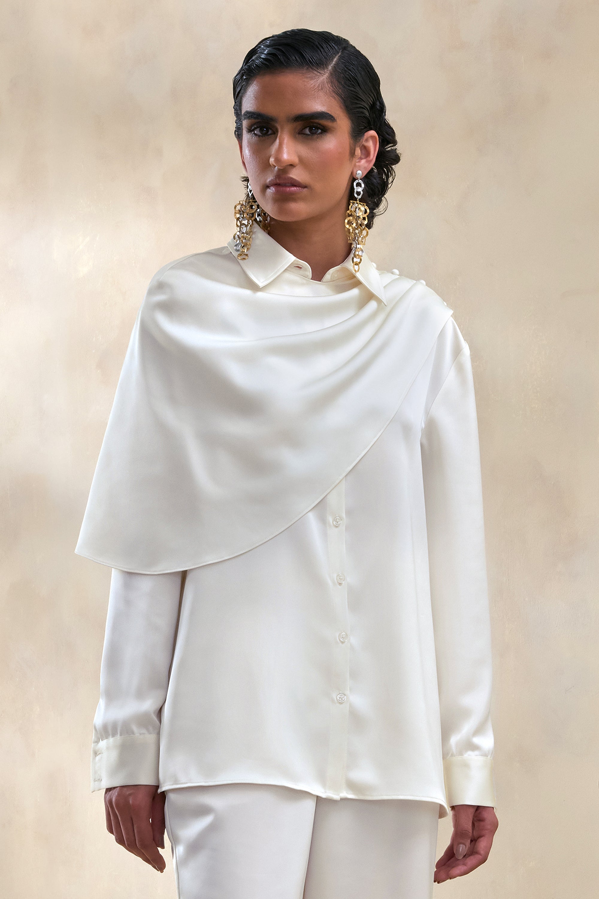 ECM_HR_CL137667111 -  Serenza | Cream Satin Collared-Shirt With Cape-Detail + ECM_HR_CL138021111 -  Ilena | Cream Satin Wide-Leg Trouser 0.jpg