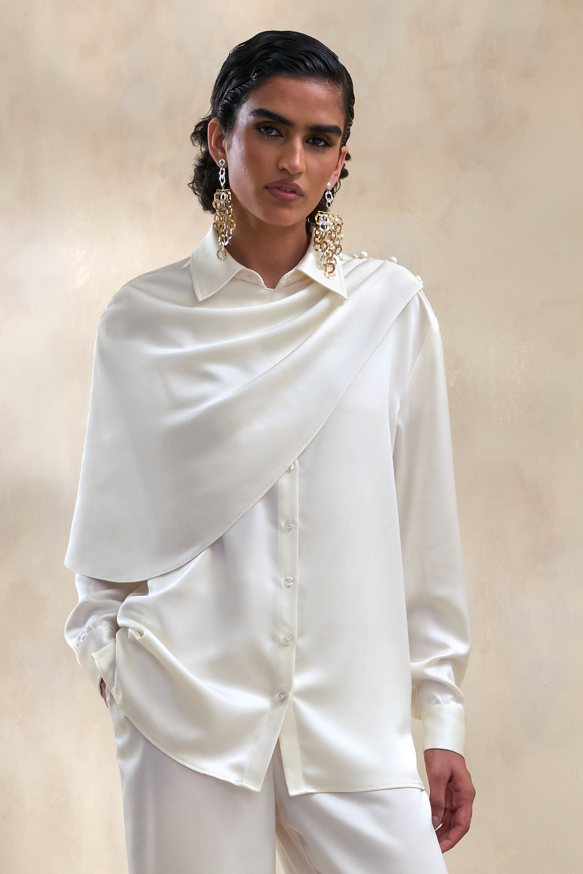 ECM_HR_CL137667111 -  Serenza | Cream Satin Collared-Shirt With Cape-Detail + ECM_HR_CL138021111 -  Ilena | Cream Satin Wide-Leg Trouser 4.jpg