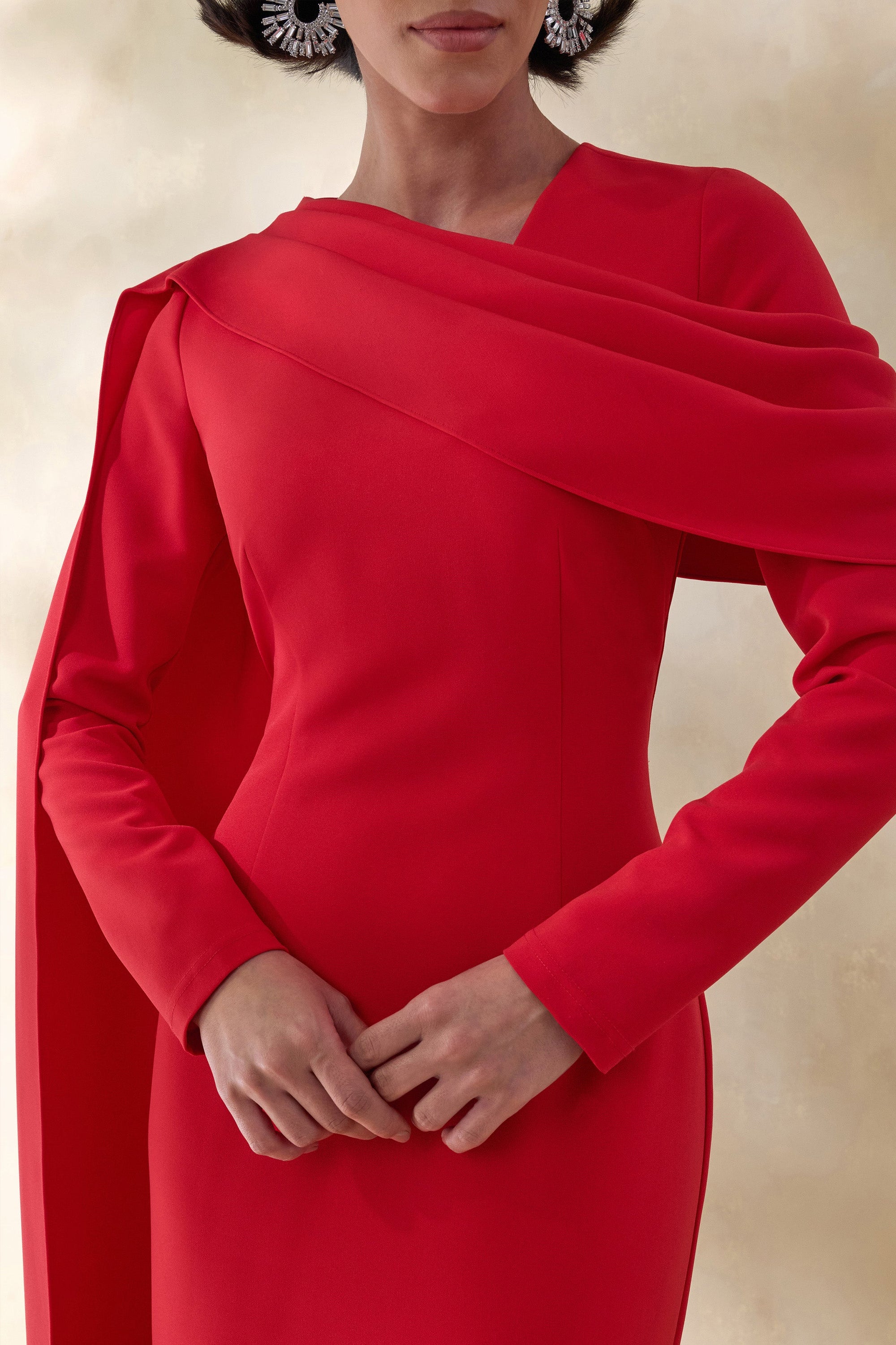 ECM_HR_CL137671100 - Heliora | Red V-Neck Maxi Dress With Sash And Draped-Detail4.jpg