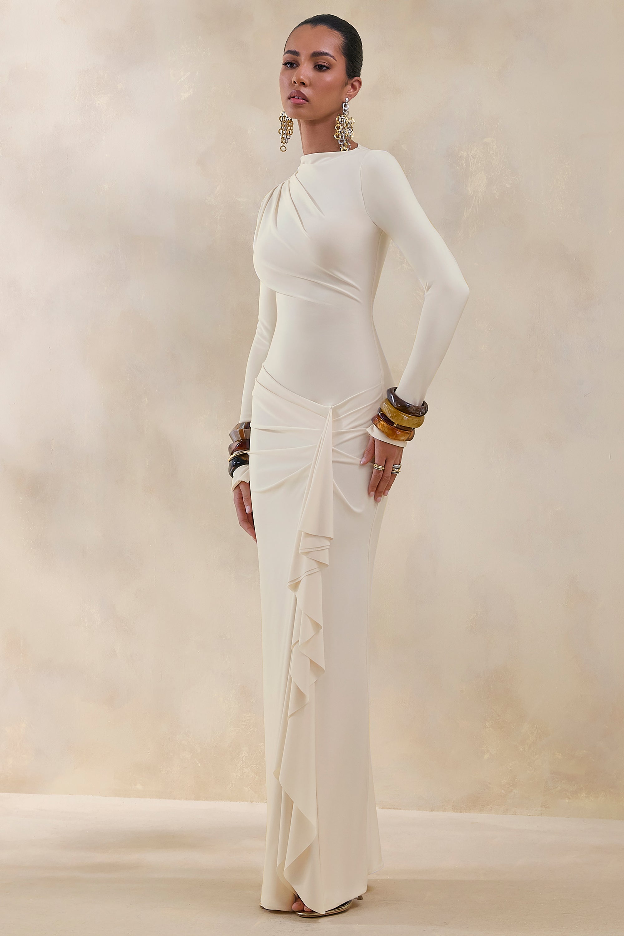 ECM_HR_CL137677111---Karessa-_-Cream-High-Neck-Maxi-Dress-With-Gathered-Detailing-And-Front-High-Split-1.jpg
