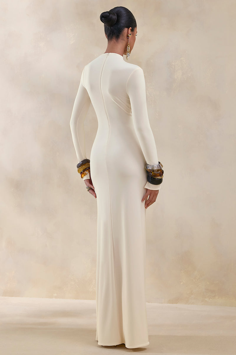 ECM_HR_CL137677111---Karessa-_-Cream-High-Neck-Maxi-Dress-With-Gathered-Detailing-And-Front-High-Split-3.jpg