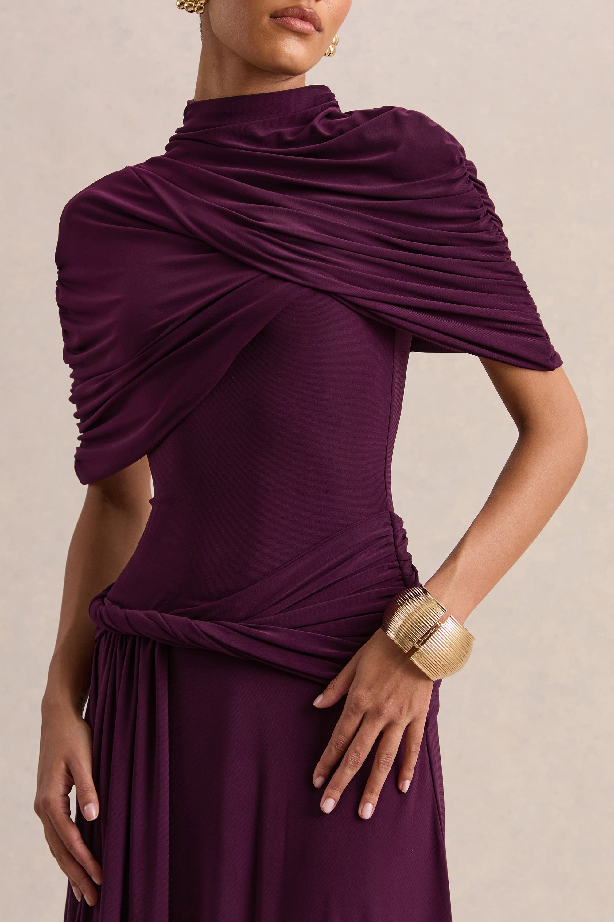 ECM_HR_CL137692090 - Evelisse _ Plum High-Neck Maxi Dress With Short-Cape Sleeves 03.jpg