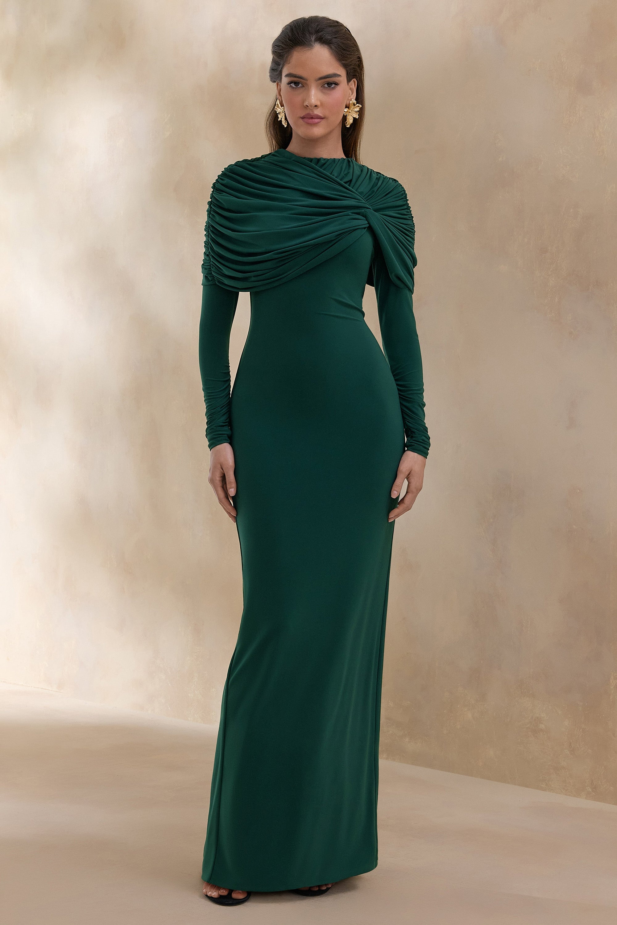 ECM_HR_CL137698038 Evessa _ Dark Green High-Neck Maxi Dress With Gathered-Detailing 2 (1).jpg