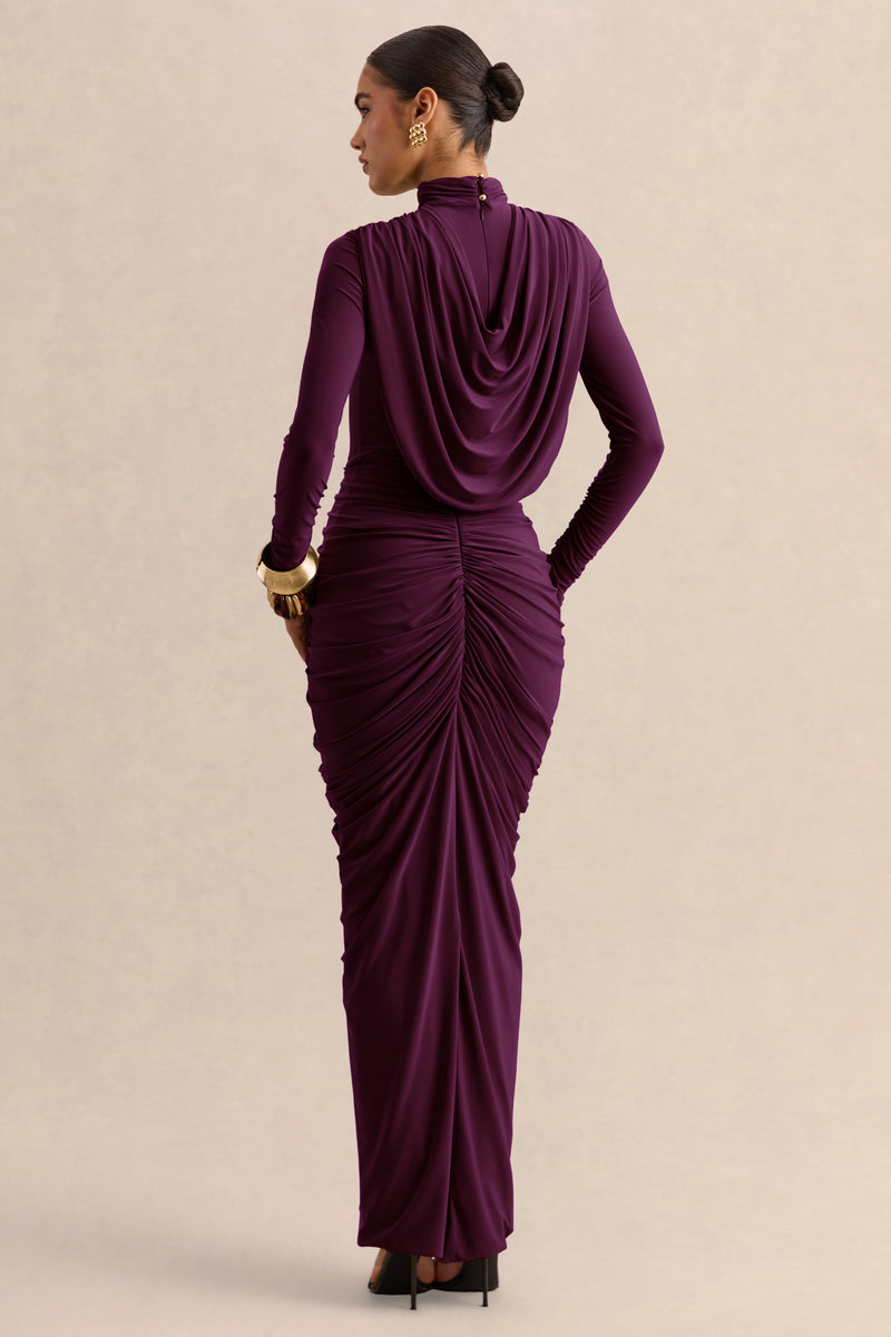 BGR_HR_CL137703090---Harmona---Dark-Plum-High-Neck-Maxi-Dress-With-Gathered-And-Draped-Detailing--4.jpg