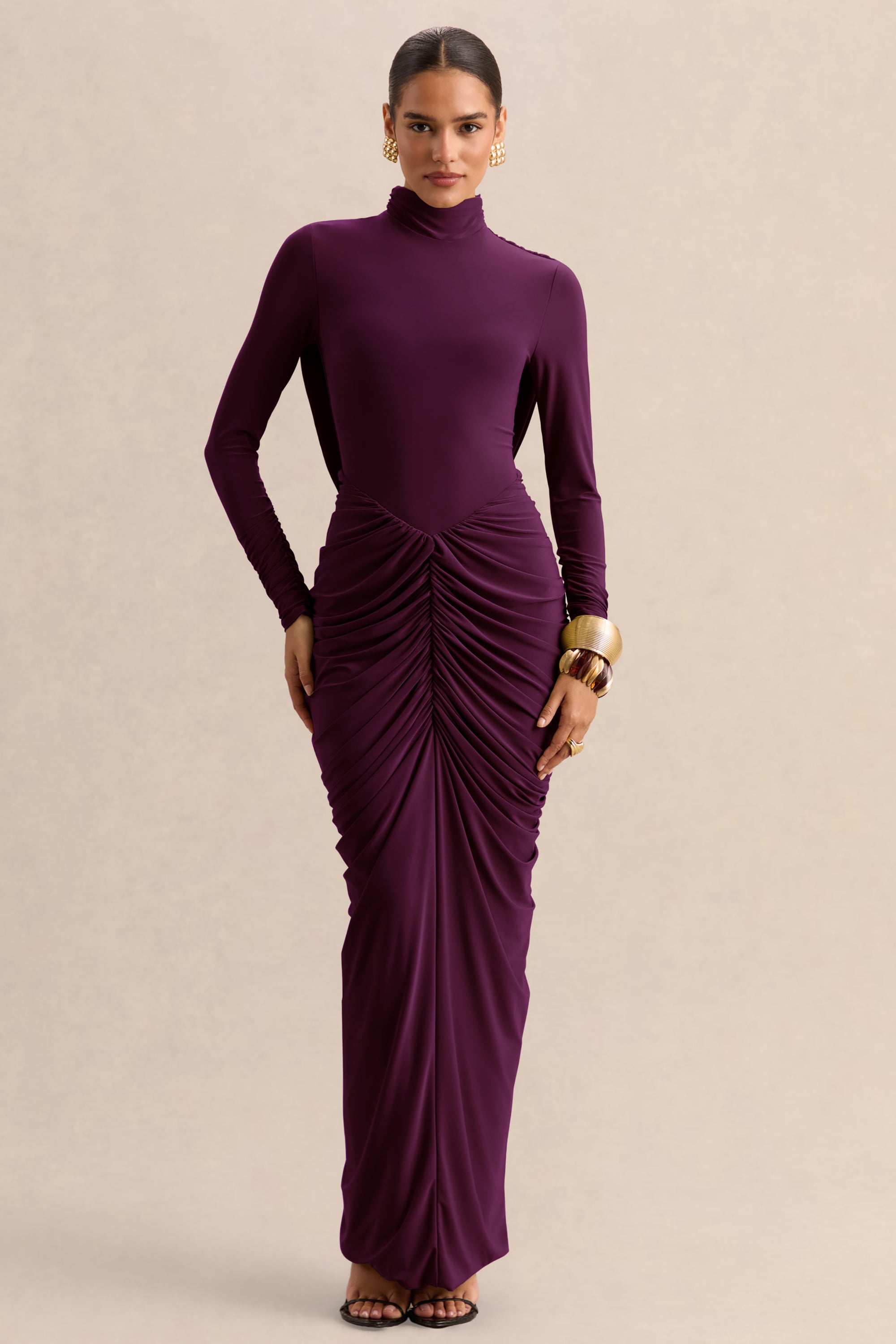BGR_HR_CL137703090---Harmona---Dark-Plum-High-Neck-Maxi-Dress-With-Gathered-And-Draped-Detailing--5.jpg