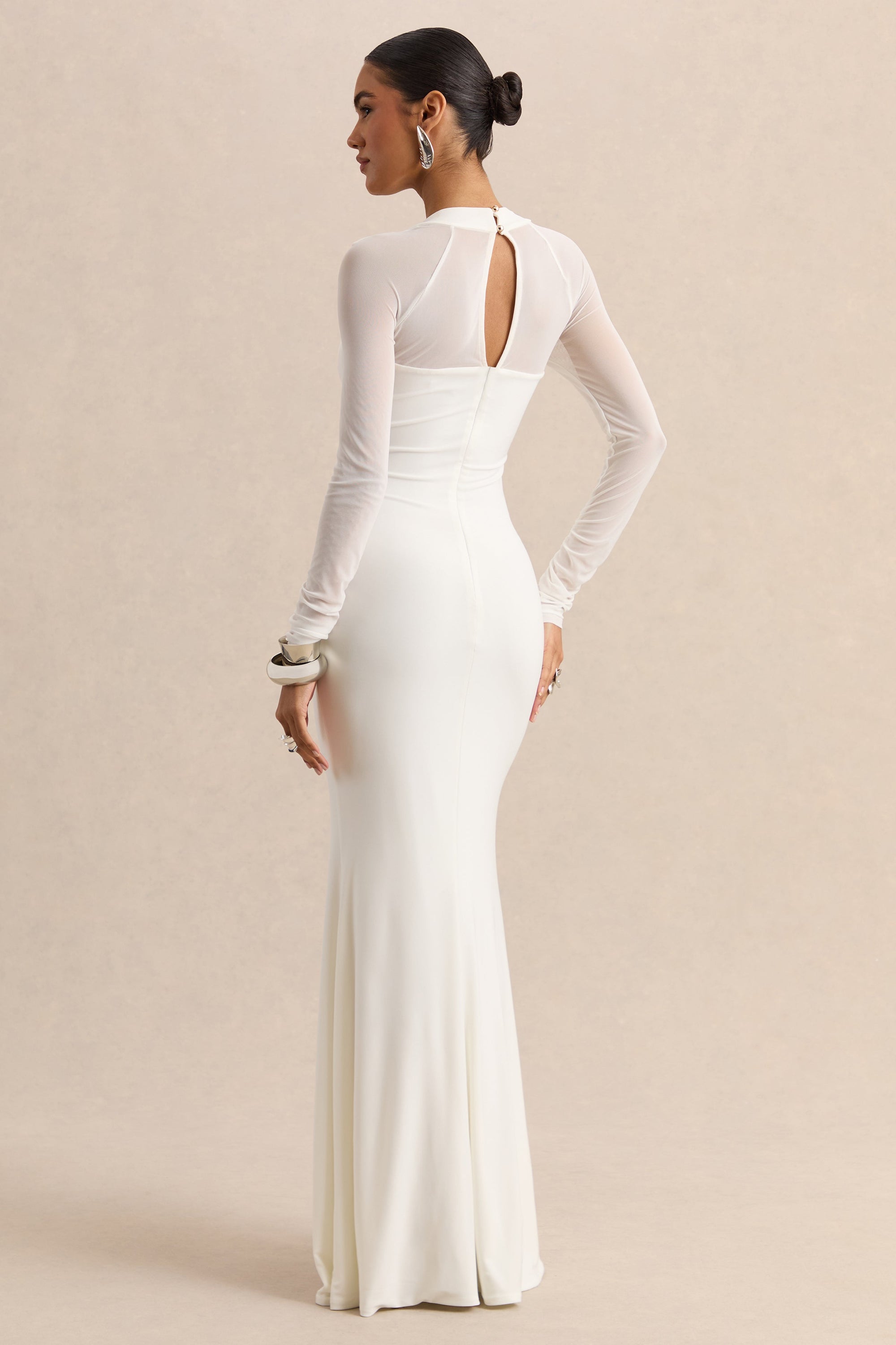 ECM_HR-CL137788110 - Fleurisia - White Square-Neck Maxi Dress With Mesh Long-Sleeves 06.jpg