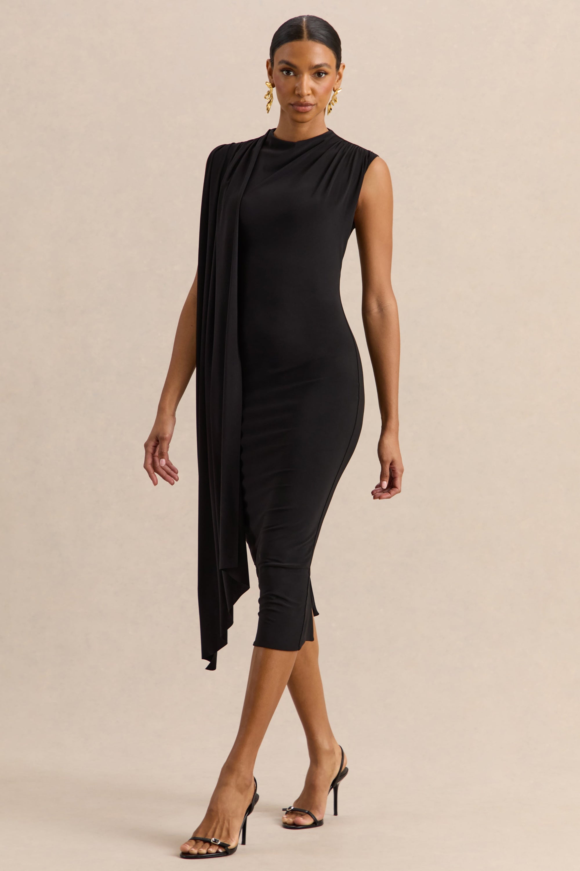 ECM_HR_CL137883001----Oleandra---Black-High-Neck-Midi-Dress-With-Draped-Detail-2.jpg