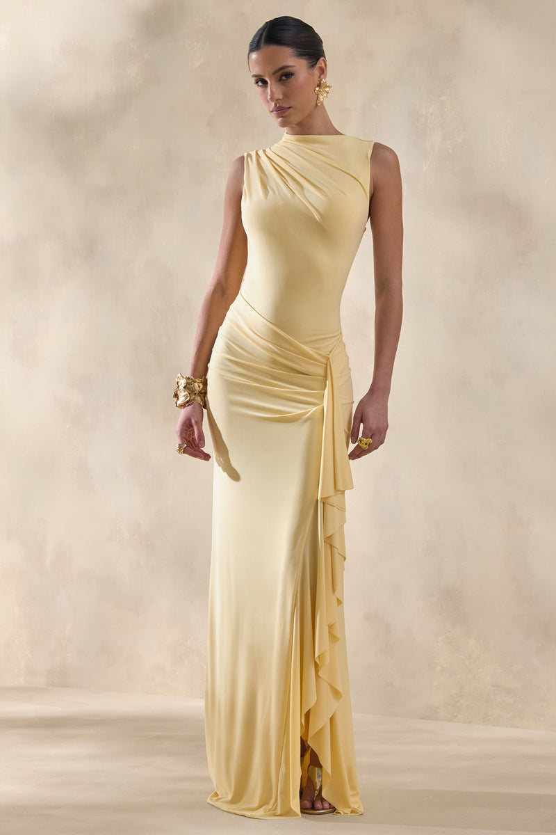 ECM_HR_CL137887121 - Helessia | Lemon Asymmetric-Neck Maxi Dress With Gathered-Detailing And Sash 2.jpg