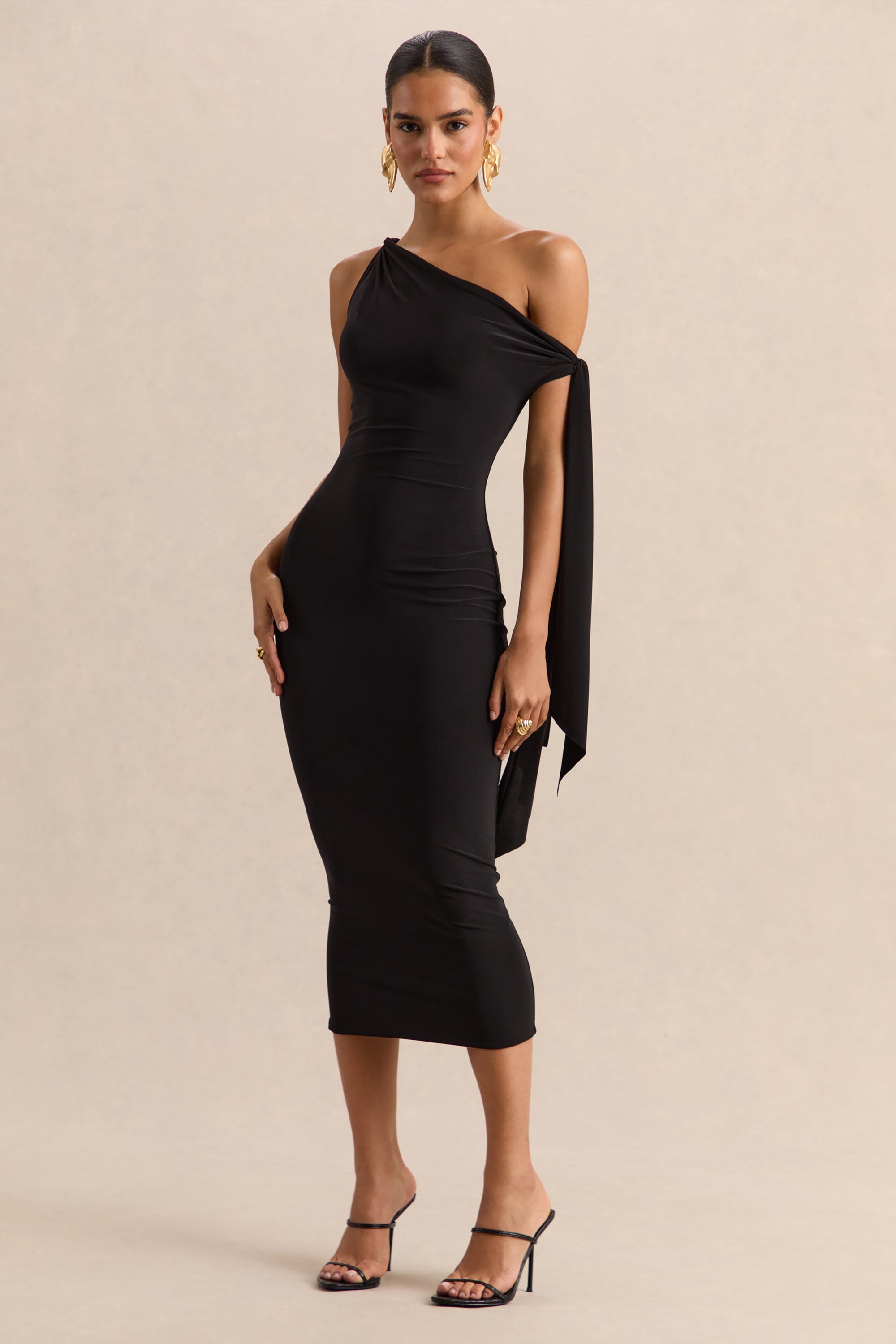 ECM_HR_CL137892001---Arcelia---Black-Asymmetric-Neck-Midi-Dress-With-Knot-Sleeve-Detail-01.jpg