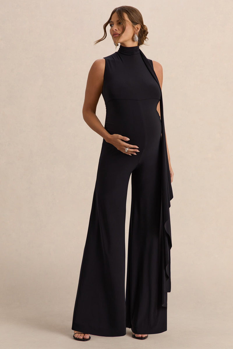 ECM_HR_CL138192001  - Renza-Black High-Neck Maternity Jumpsuit With Scarf Detail 1.jpg