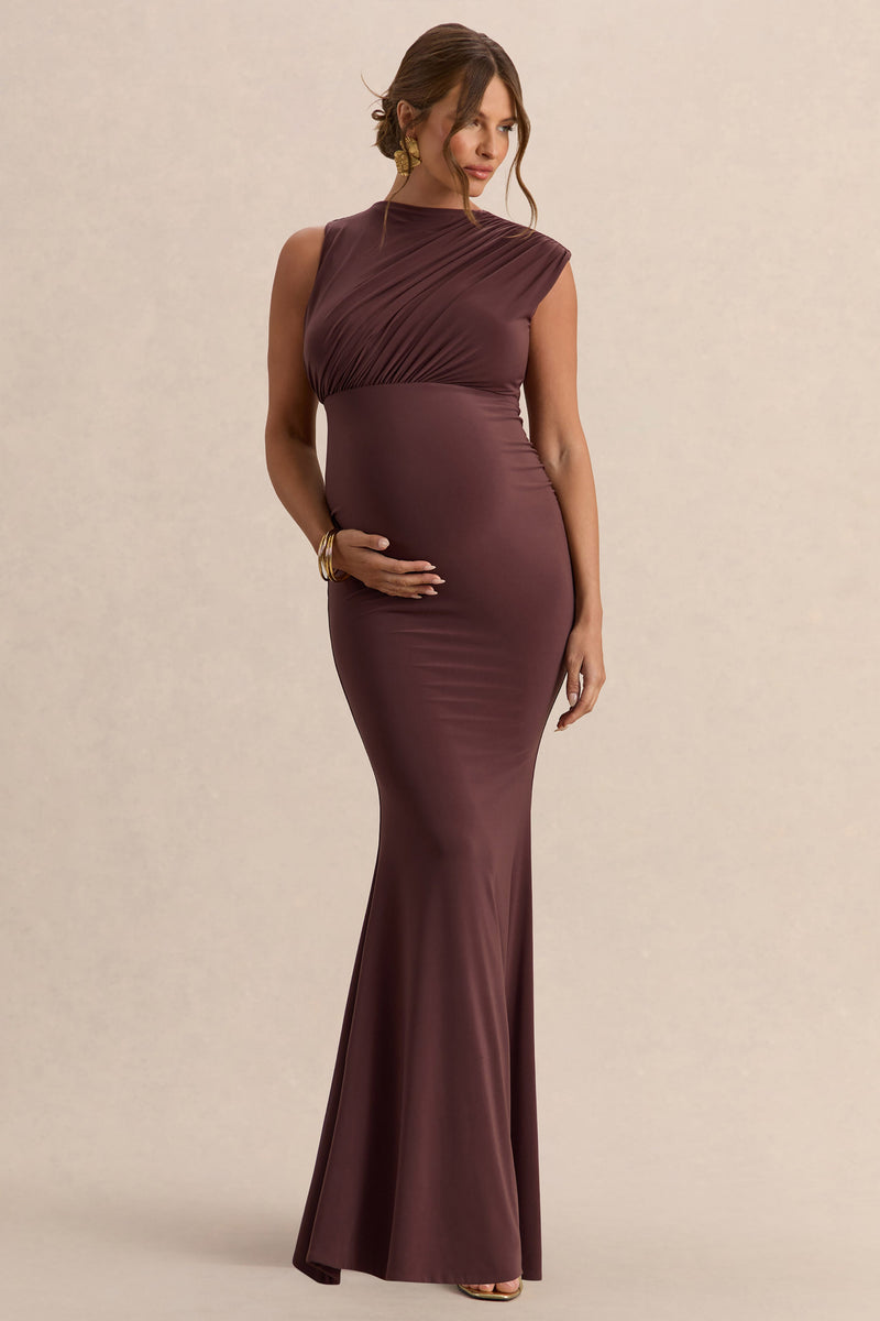 ECM_HR_CL138193022----Osanna-Dark-Brown-Wide-Neck-Maternity-Maxi-Dress-With-Ruched-Detailing-1.jpg