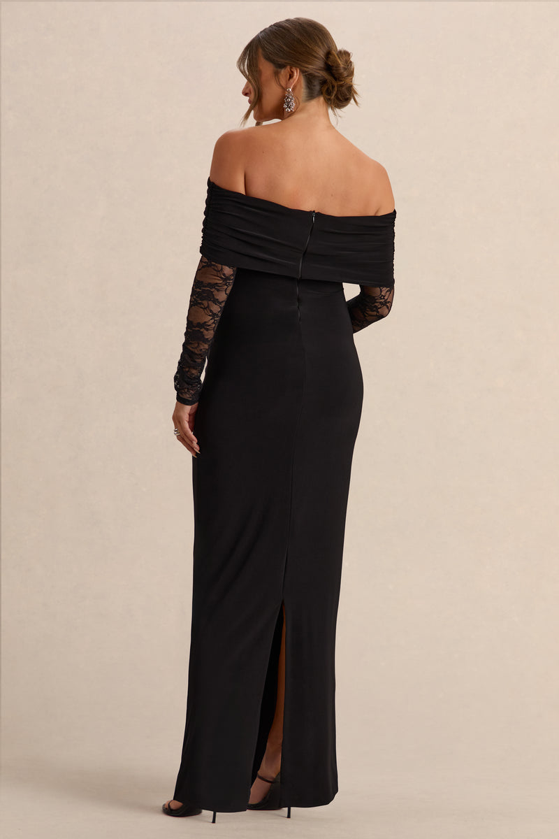 ECM_HR_CL138243001  - Artemisia - Black Bardot-Neck Maternity Maxi Dress With Lace Detailing 4.jpg