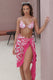 Keke | Pink Porcelain Print Chiffon Draped Sarong