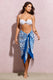 Keke | Blue Porcelain Print Chiffon Draped Sarong - Club L 