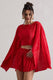 Flare | Red Plisse Cape Sleeve Crop Top