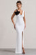 A Catch | White Cowl-Neck Split Maxi Dress With Bow - UK 6 / BLACK AND WHITE