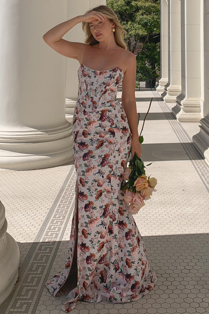 Blenheim | White Floral Corset Bodycon Maxi Dress - Club L 